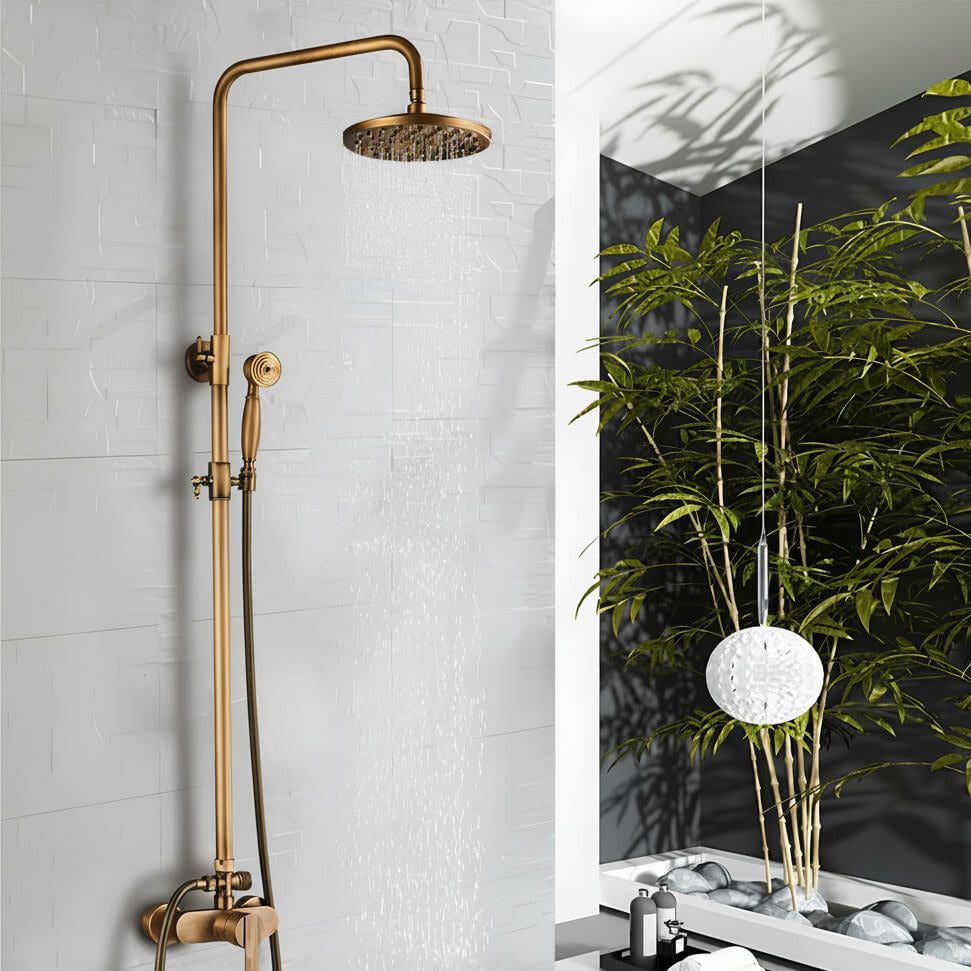 Robinet de douche antique bronze avec étagère