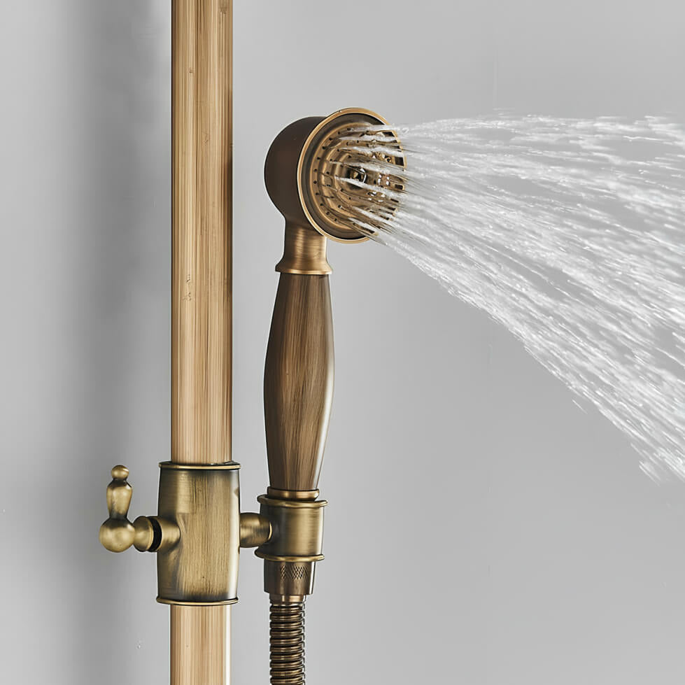 Robinet de douche antique bronze avec étagère