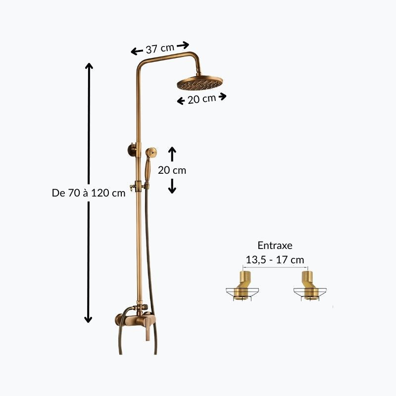 Robinet de douche antique bronze avec étagère