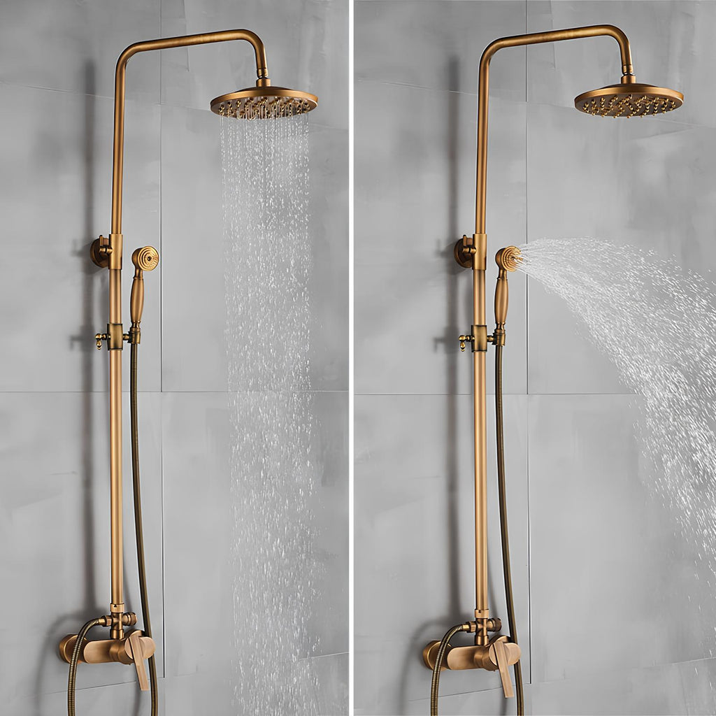 Robinet de douche antique bronze avec étagère