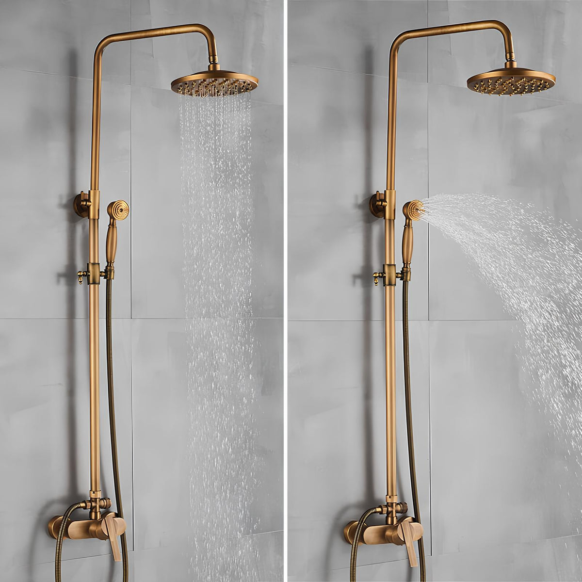 Robinet de douche antique bronze avec étagère