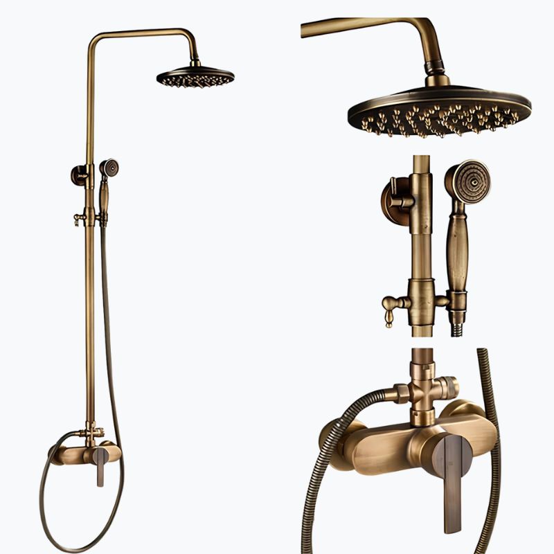 Robinet de douche antique bronze avec étagère