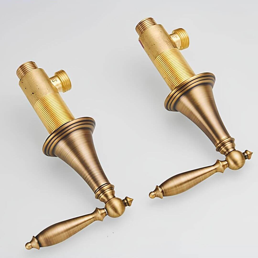 Robinet lavabo 3 trous bronze antique double poignée