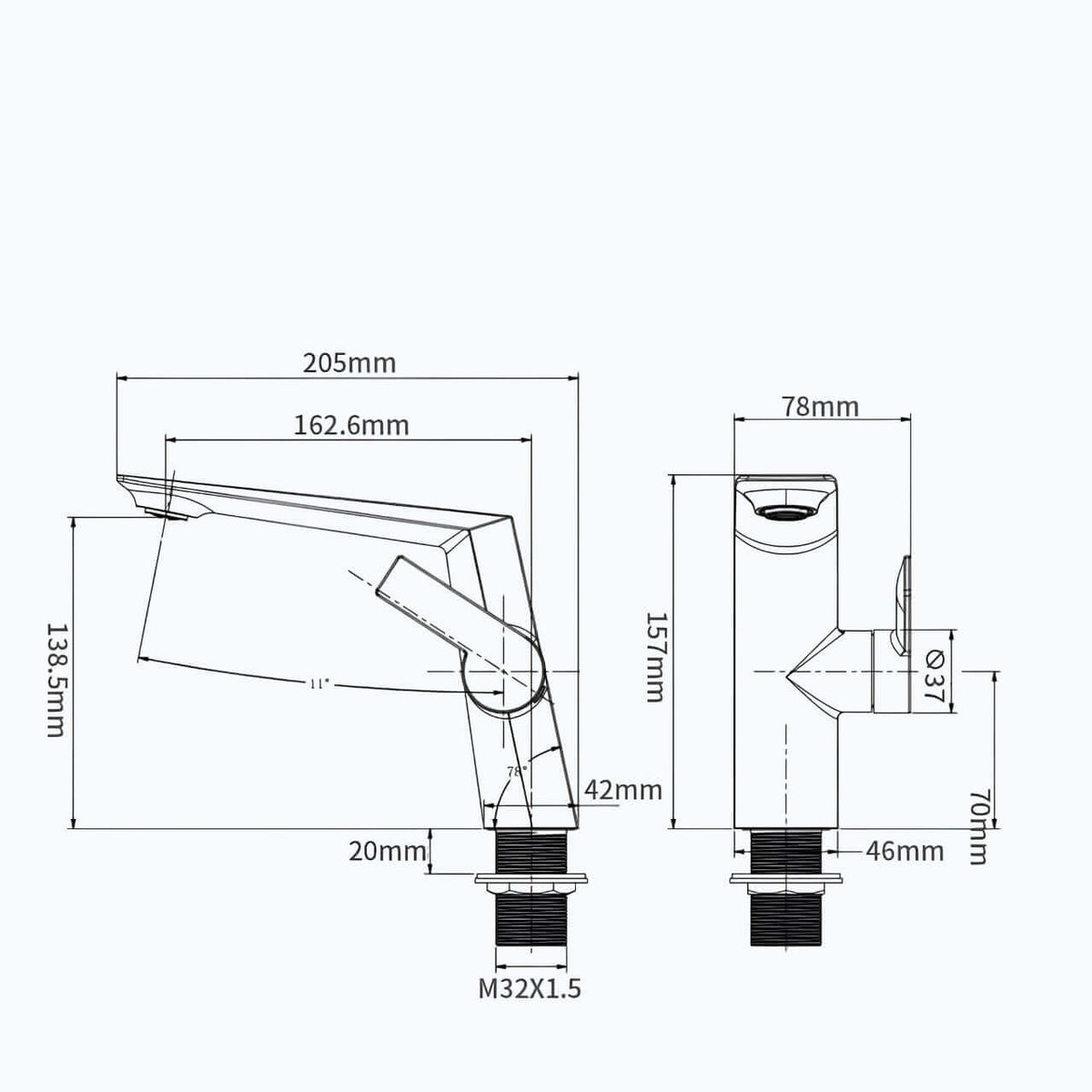 Robinet de lavabo monocommande laiton massif
