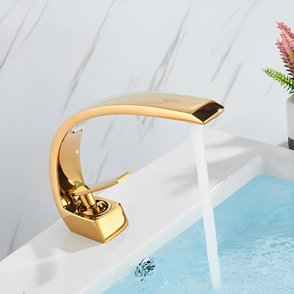 Robinet de lavabo minimaliste laiton poli