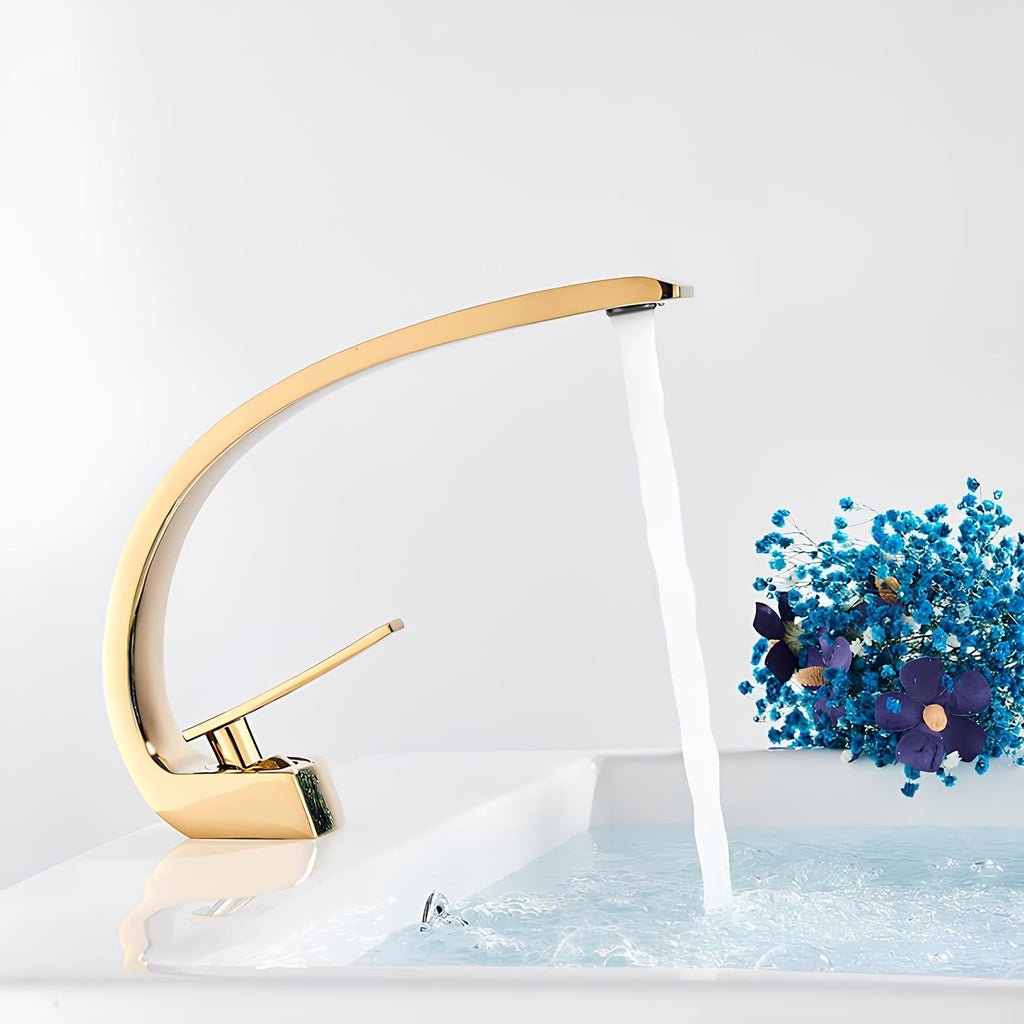 Robinet de lavabo minimaliste laiton poli