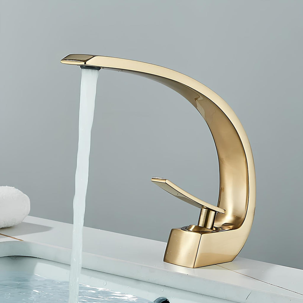 Robinet de lavabo minimaliste laiton poli