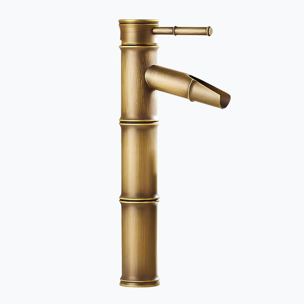Robinet de vasque effet bambou laiton brossé