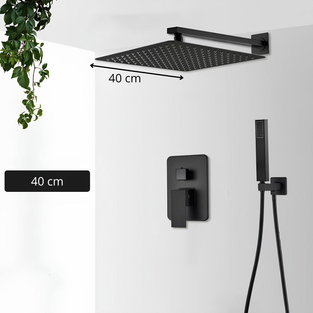 Robinet douche encastré noir cascade pluie
