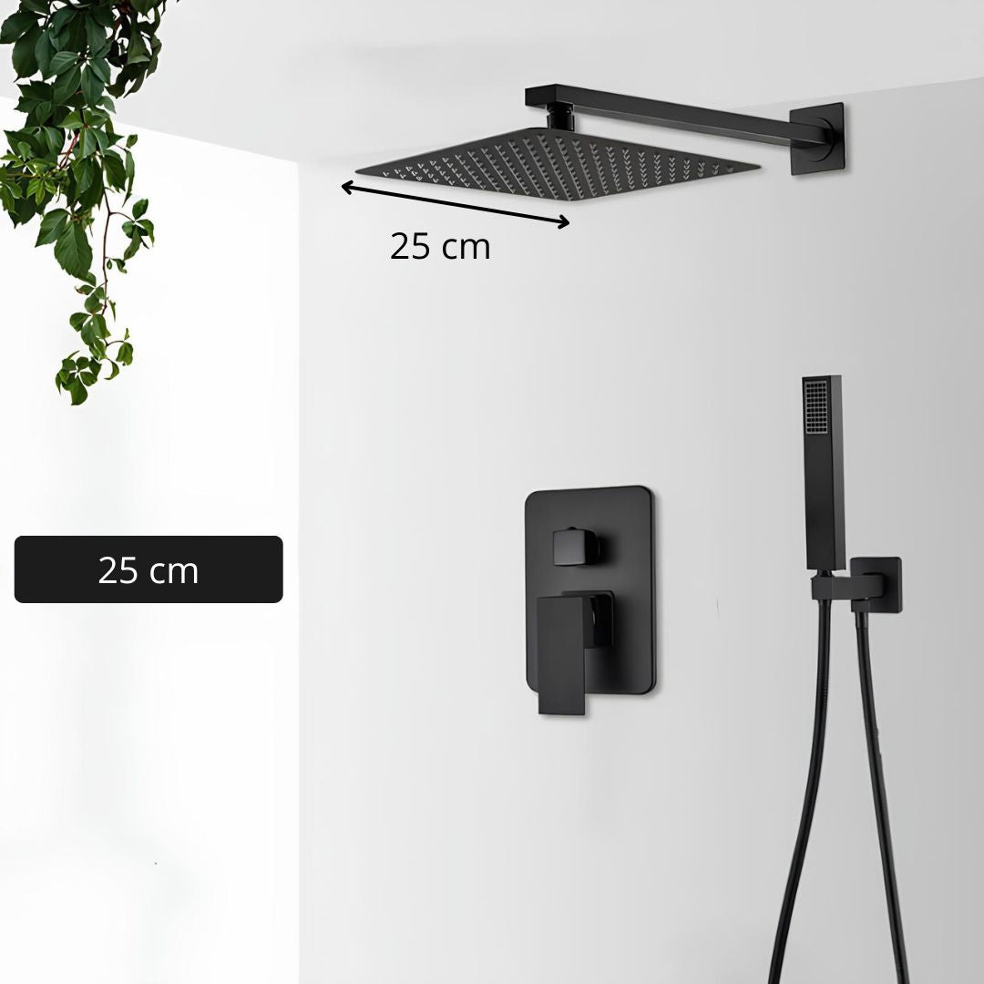 Robinet douche encastré noir cascade pluie