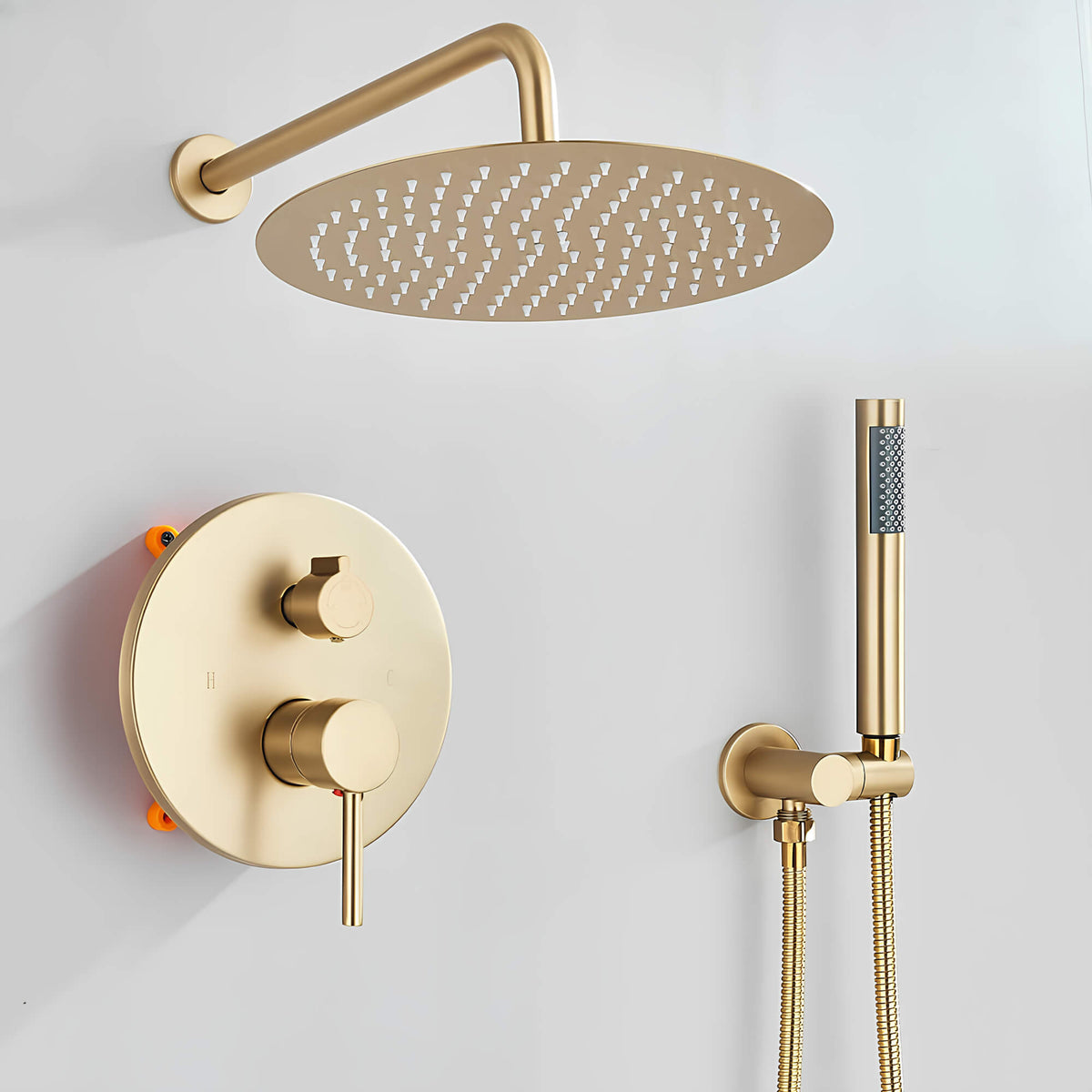 Robinet douche encastré rond dorée brossée