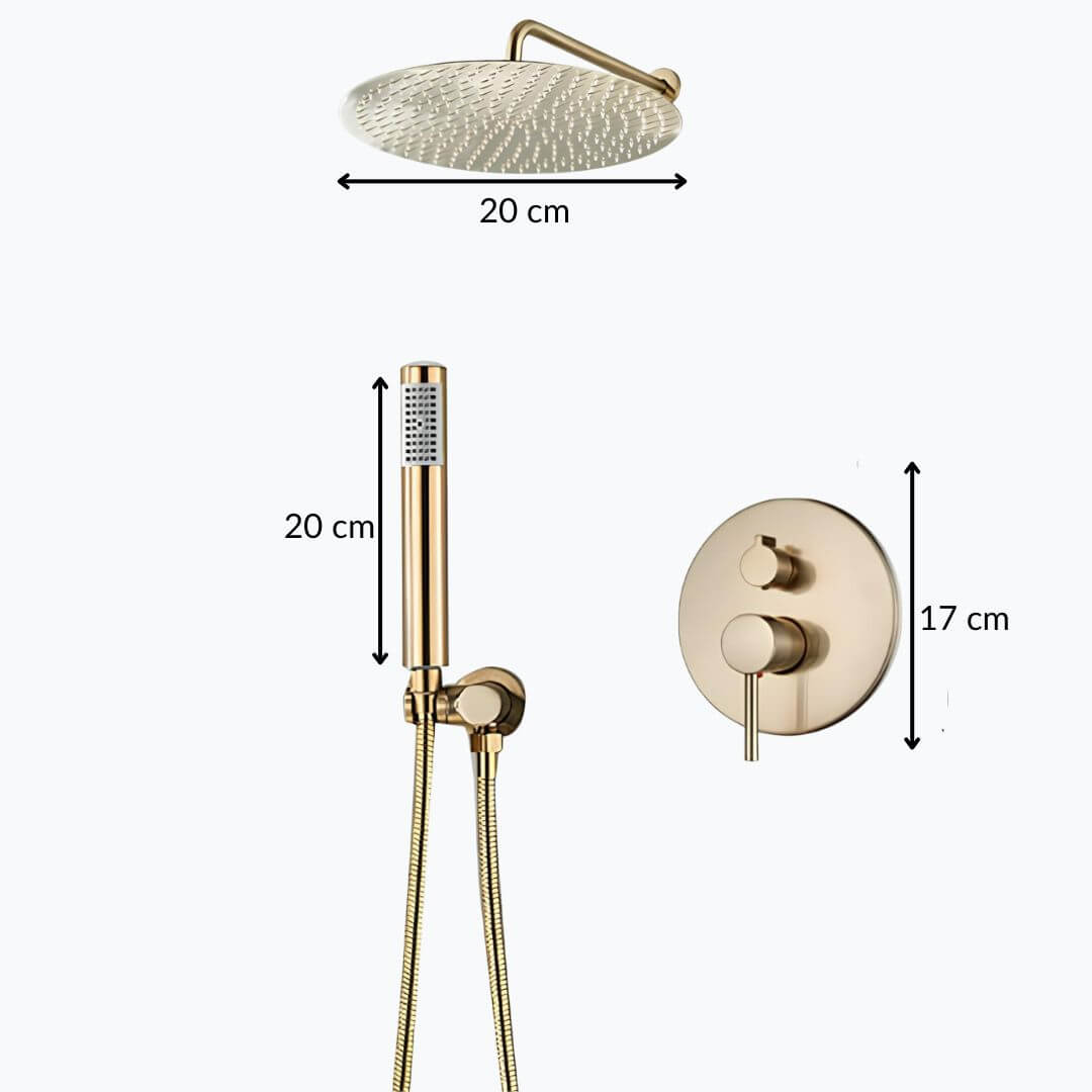 Robinet douche encastré rond dorée brossée