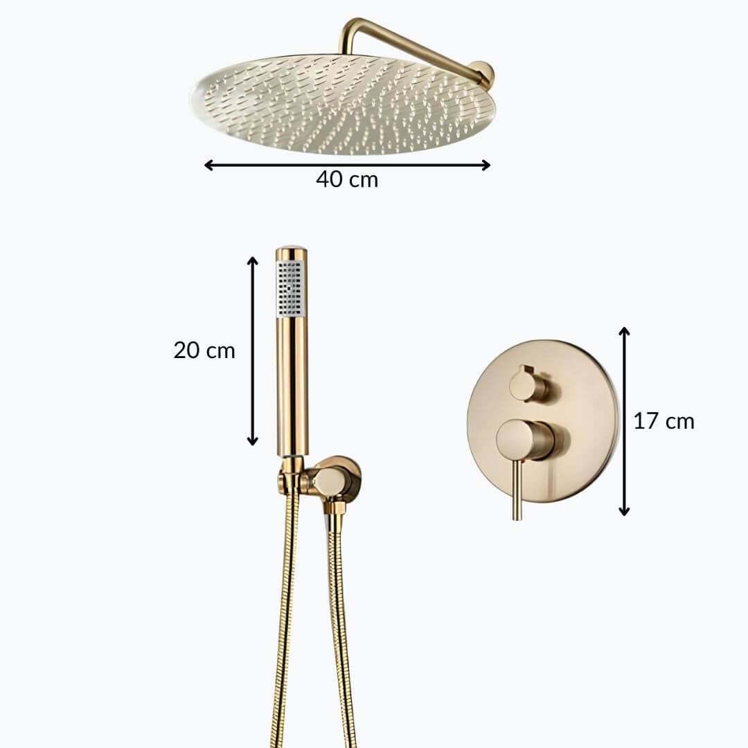 Robinet douche encastré rond dorée brossée