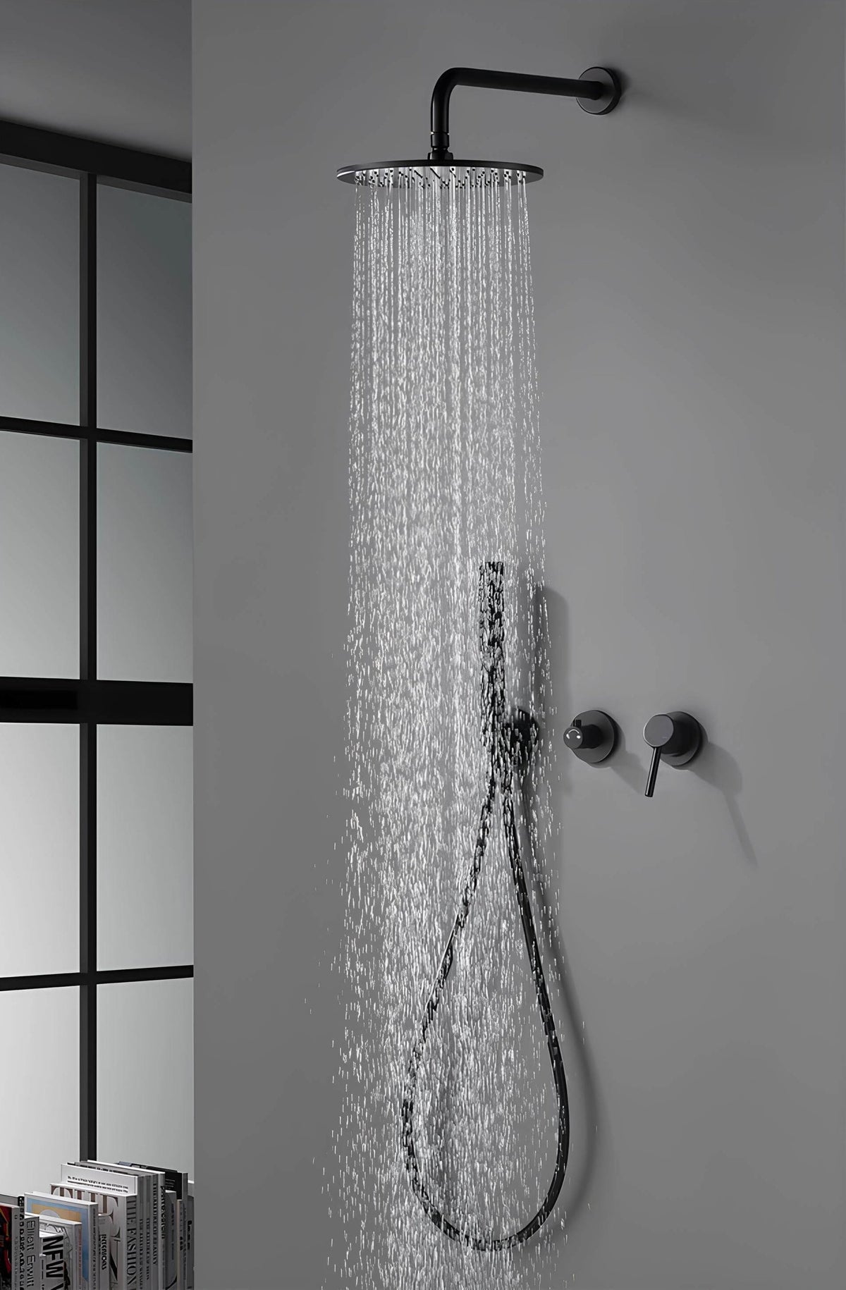 Robinet douche mural noir mat haute pression