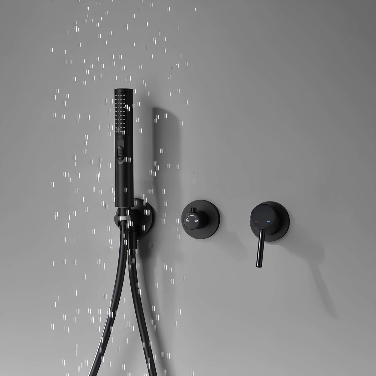 Robinet douche mural noir mat haute pression