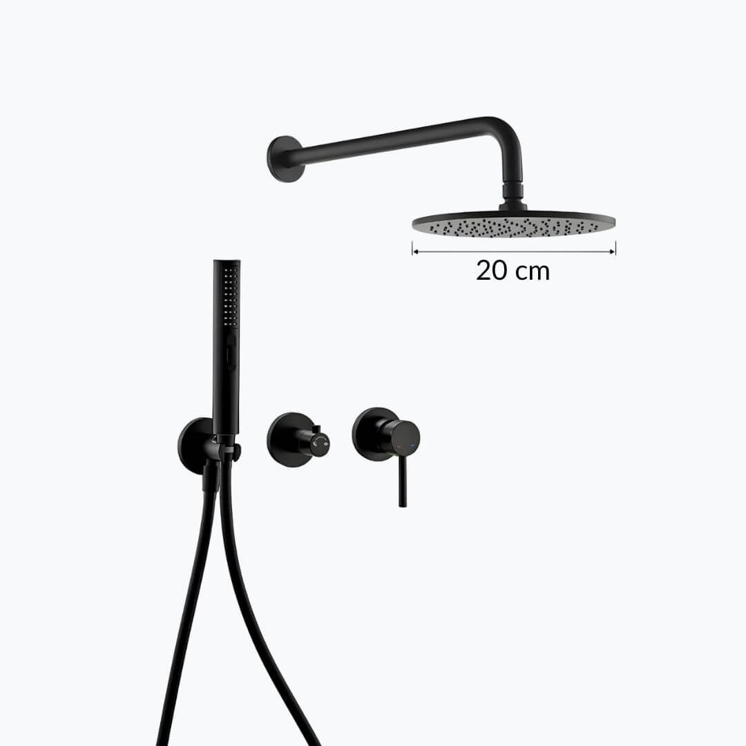 Robinet douche mural noir mat haute pression