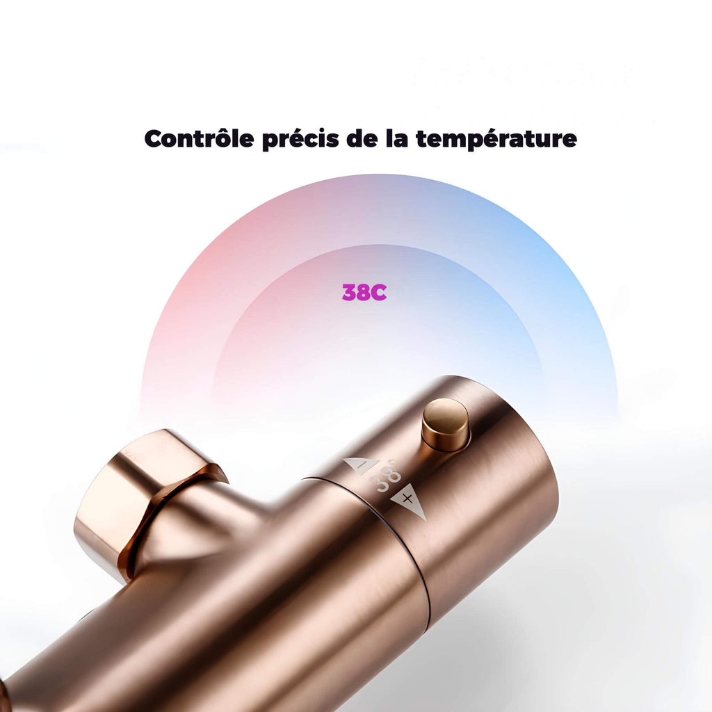 Mitigeur thermostatique douche mural laiton poli