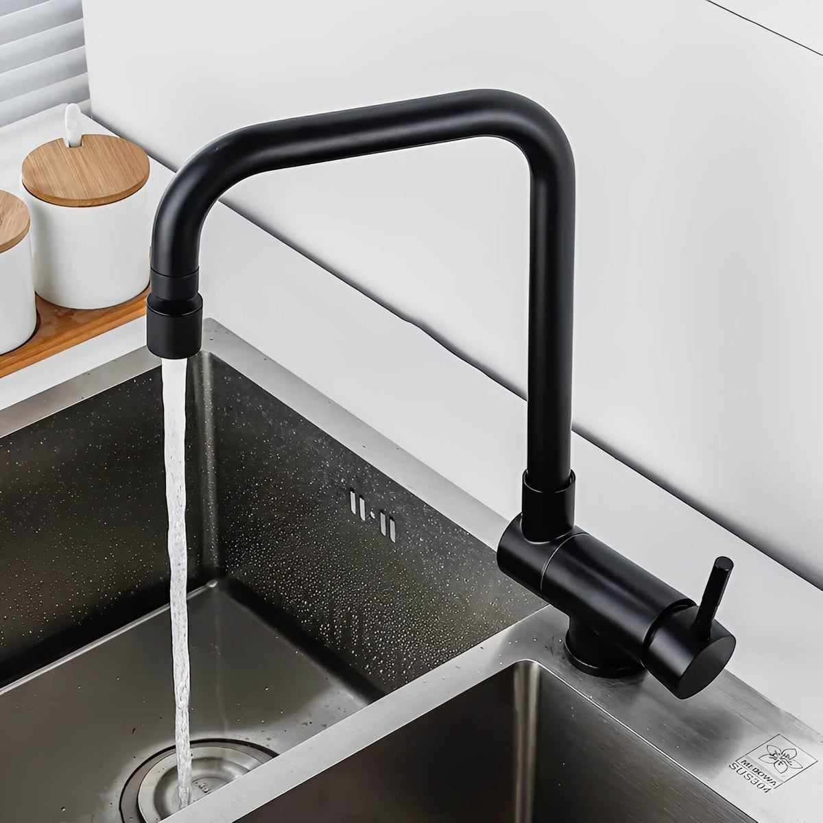 Robinet cuisine inox pliable douchette double rotation
