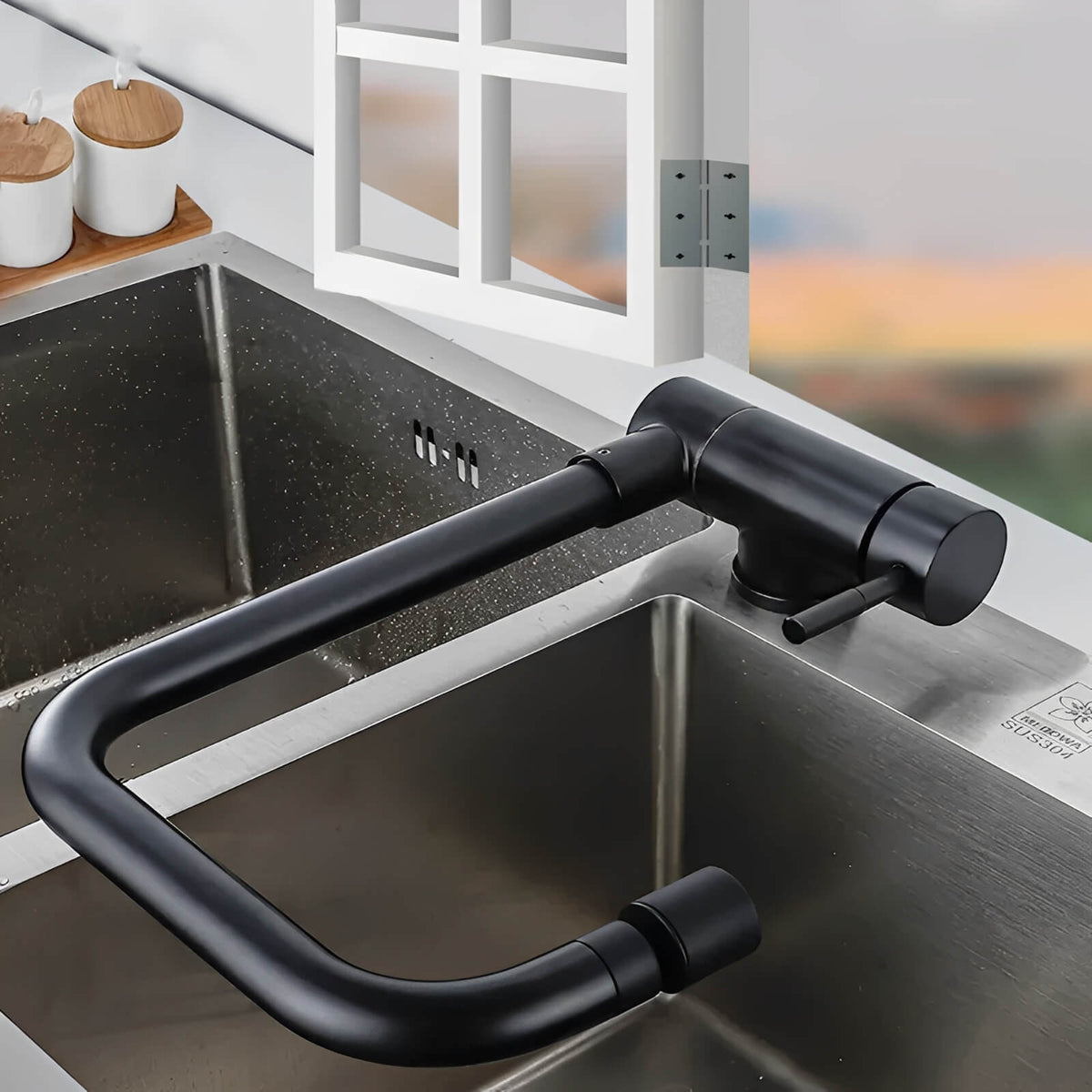 Robinet cuisine inox pliable douchette double rotation