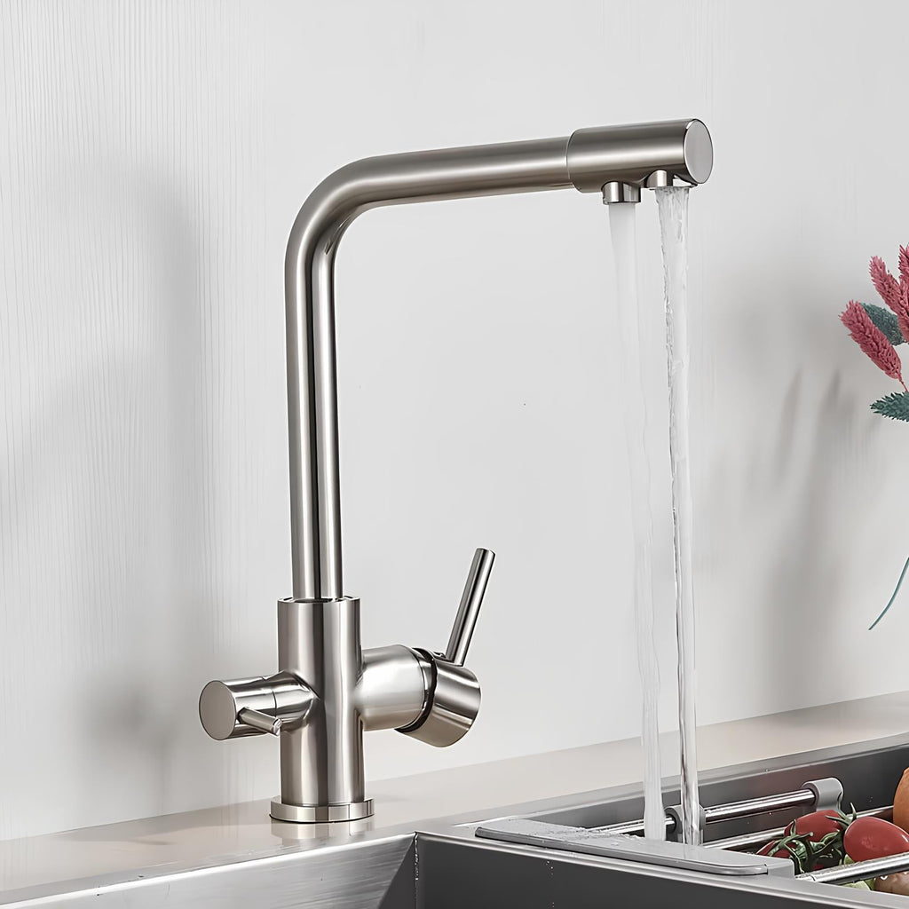 Robinet évier 3 voies eau filtrée laiton