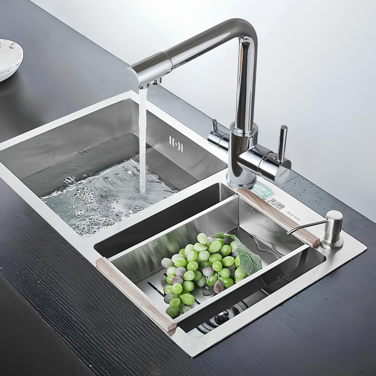 Robinet évier 3 voies eau filtrée laiton