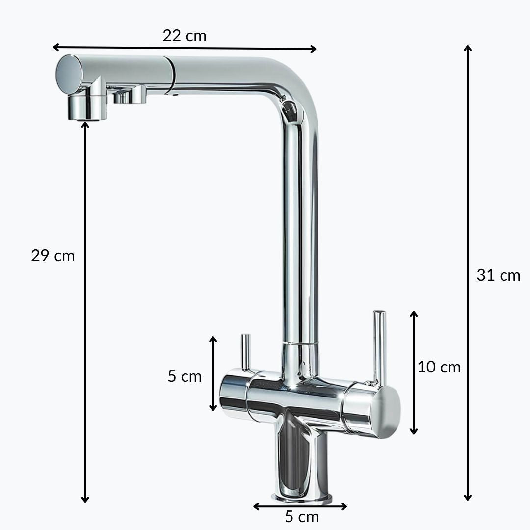 Robinet évier 3 voies eau filtrée laiton