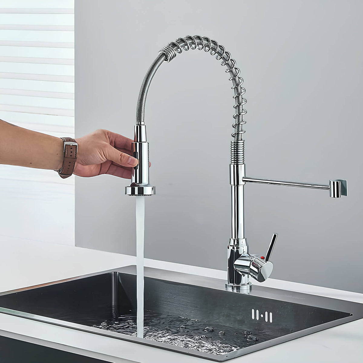 Robinet évier douchette extractible inox