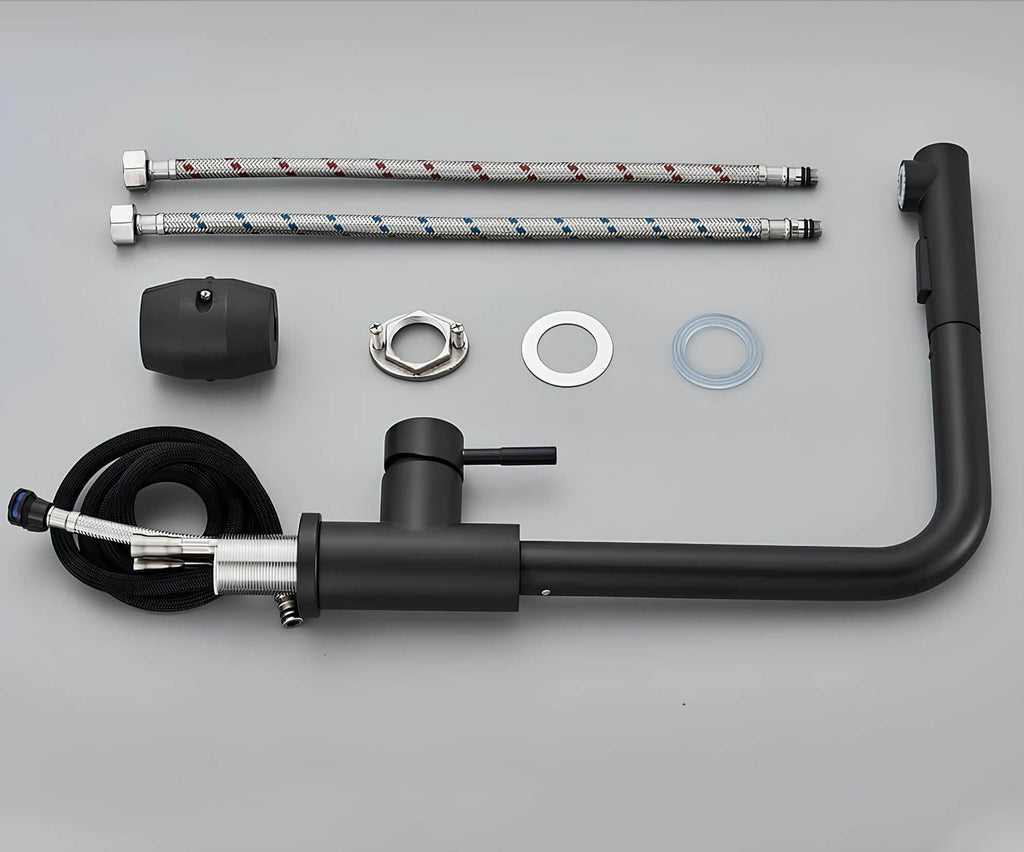 Robinet évier douchette rétractable inox