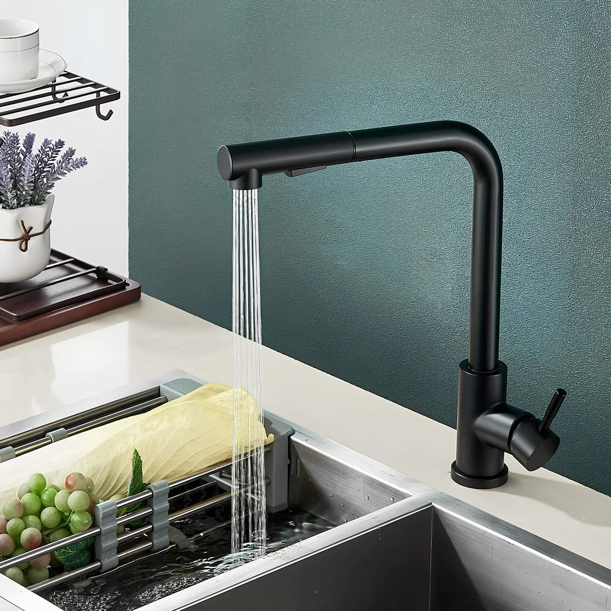 Robinet évier douchette rétractable inox