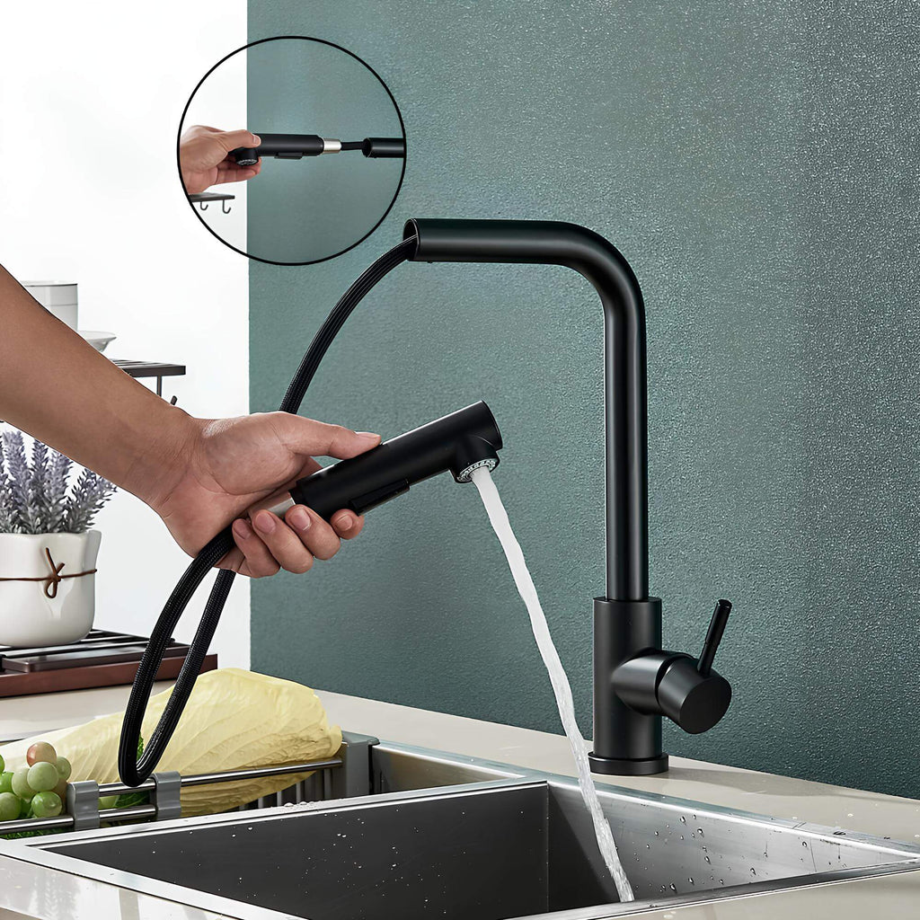 Robinet évier douchette rétractable inox