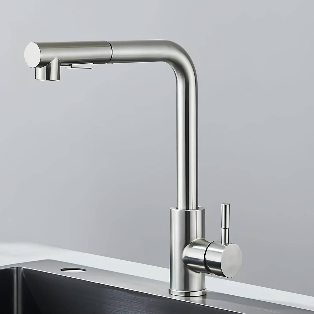 Robinet évier douchette rétractable inox