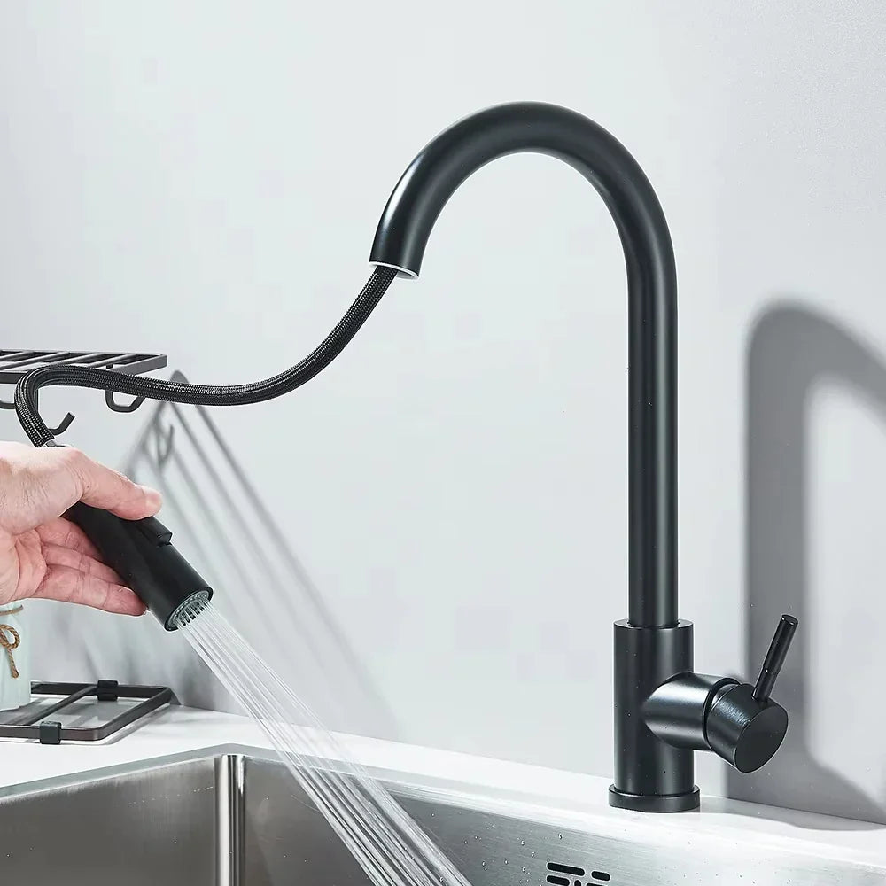 Robinet évier extractible monotrou acier inoxydable