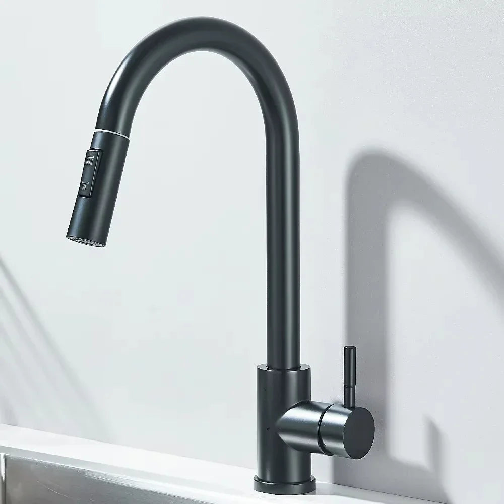 Robinet évier extractible monotrou acier inoxydable