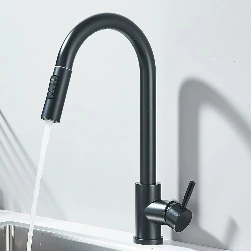Robinet évier extractible monotrou acier inoxydable