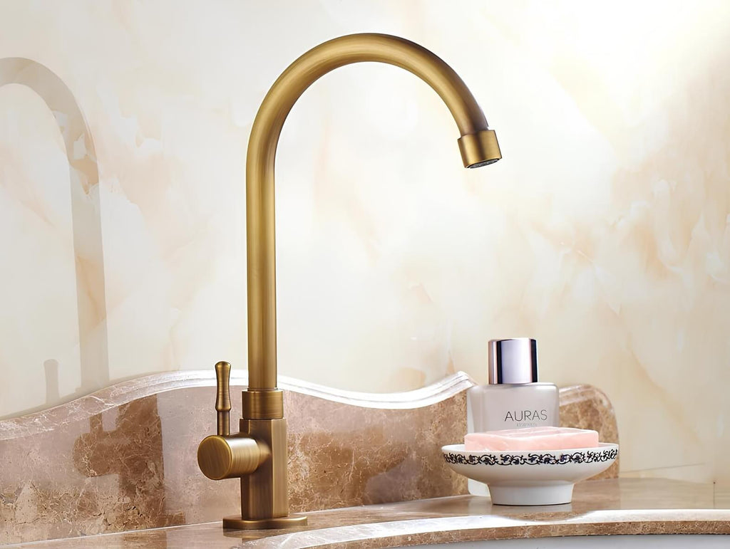 Robinet évier monotrou eau froide bronze brossé