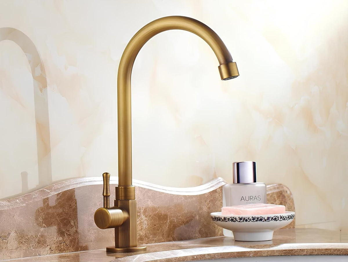 Robinet évier monotrou eau froide bronze brossé