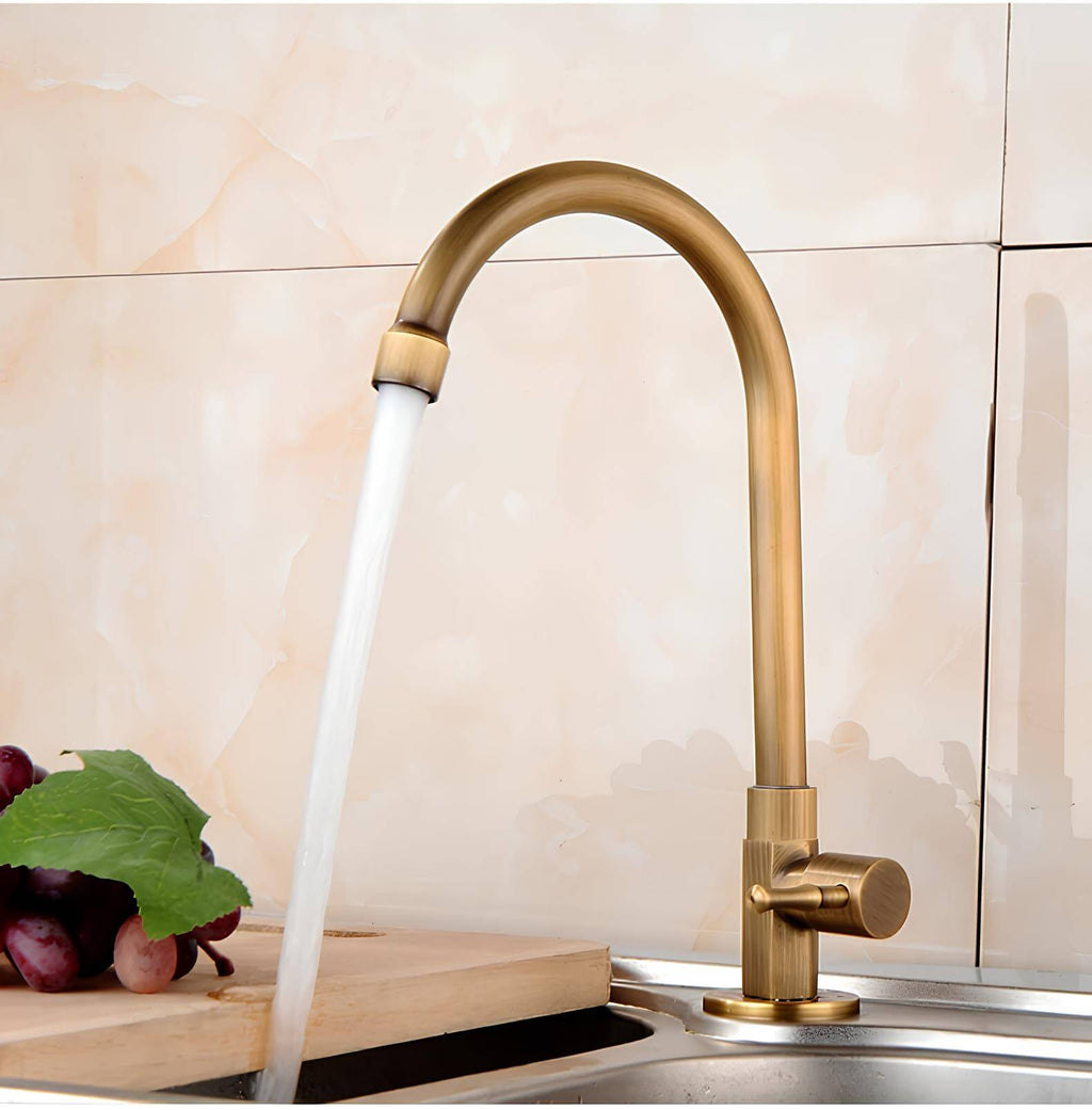 Robinet évier monotrou eau froide bronze brossé