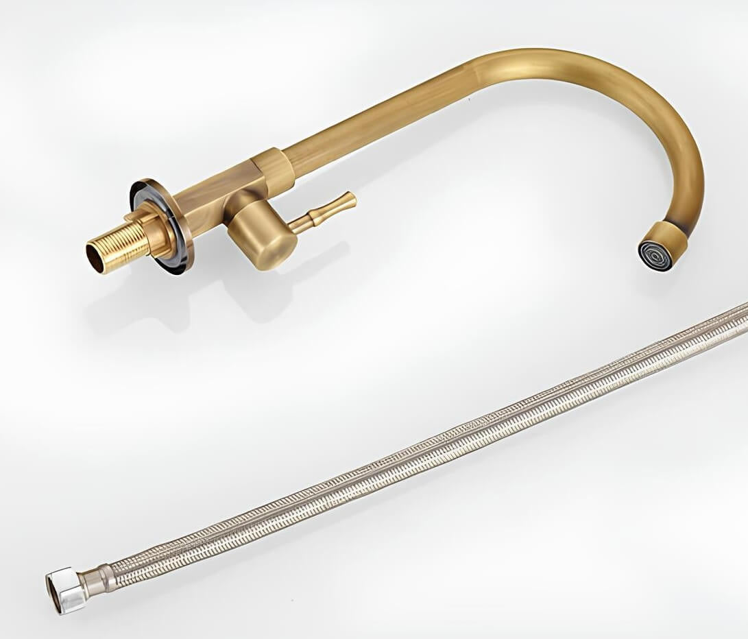 Robinet évier monotrou eau froide bronze brossé