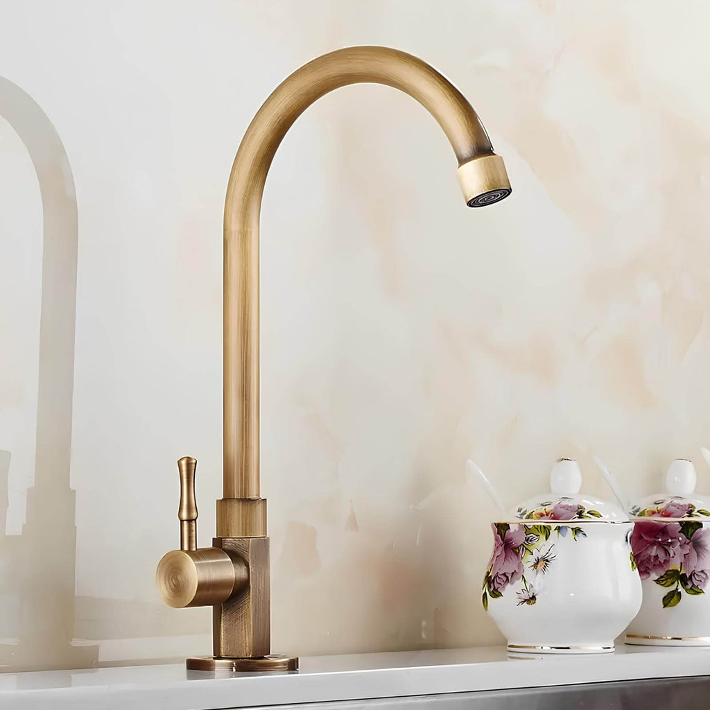 Robinet évier monotrou eau froide bronze brossé