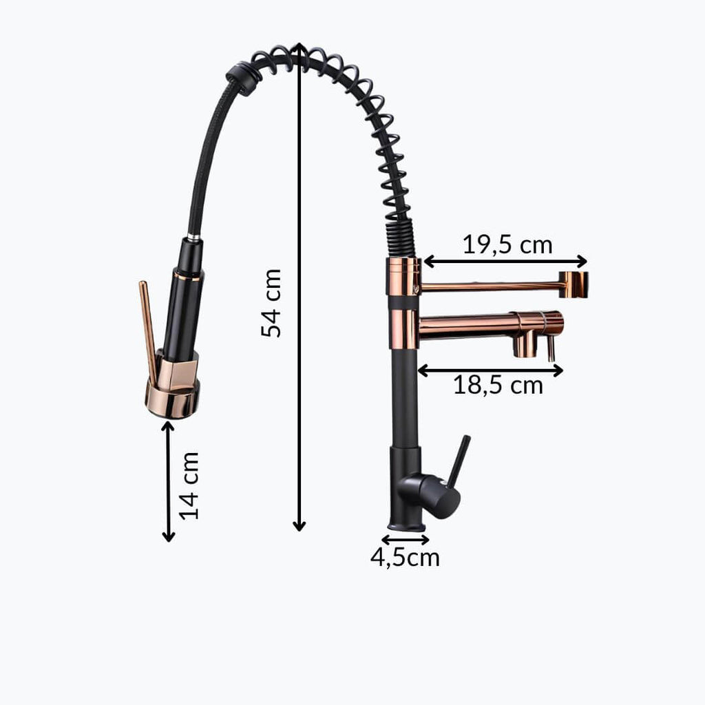 Robinet évier douchette pull-out noir et or