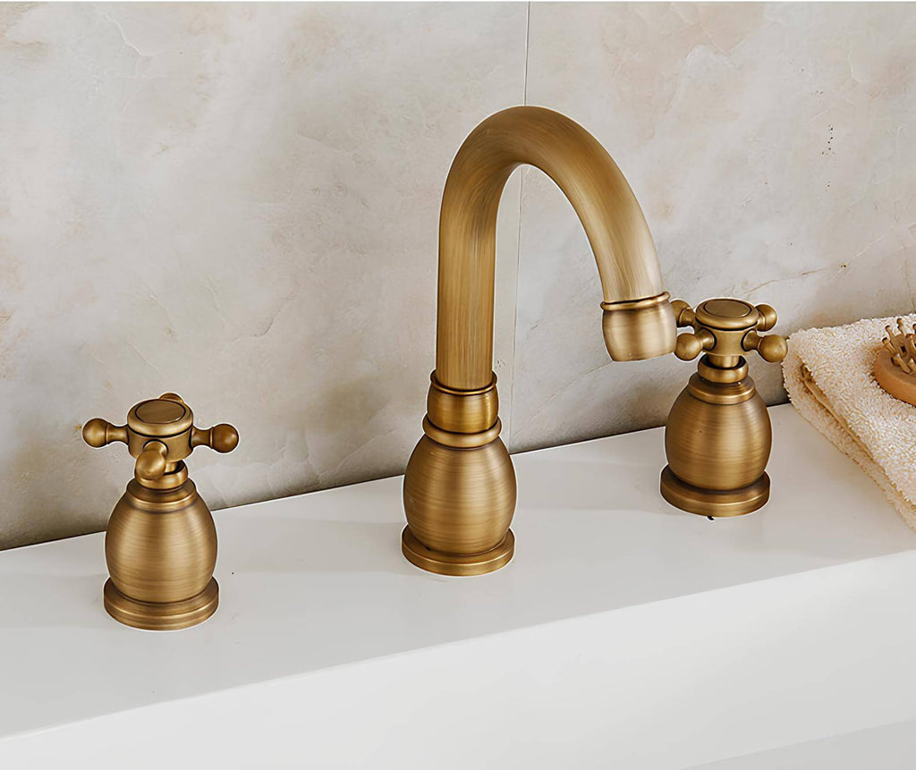 Robinet lavabo 3 trous bronze antique