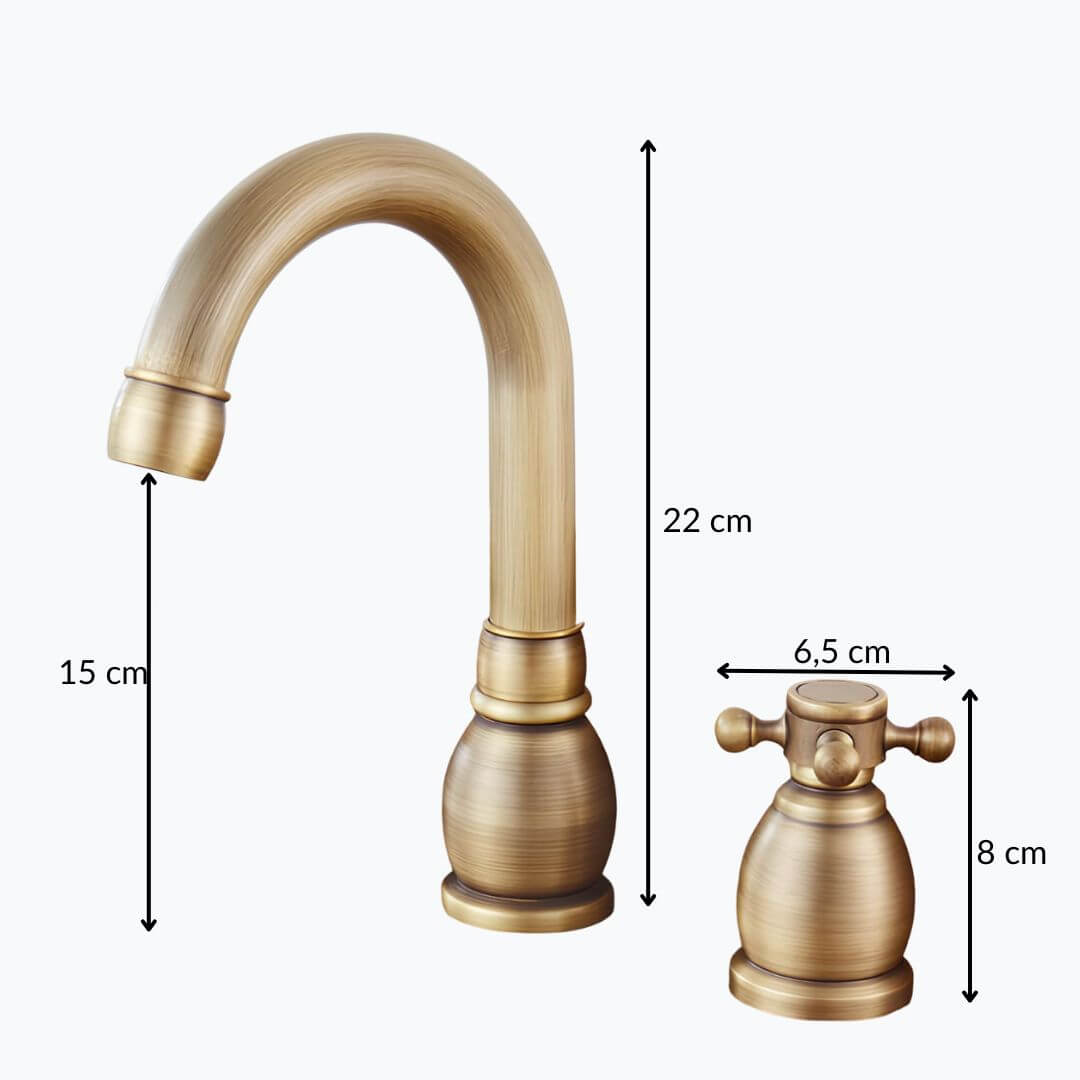 Robinet lavabo 3 trous bronze antique
