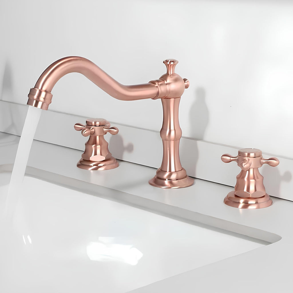 Robinet lavabo 3 trous cuivre antique style classique
