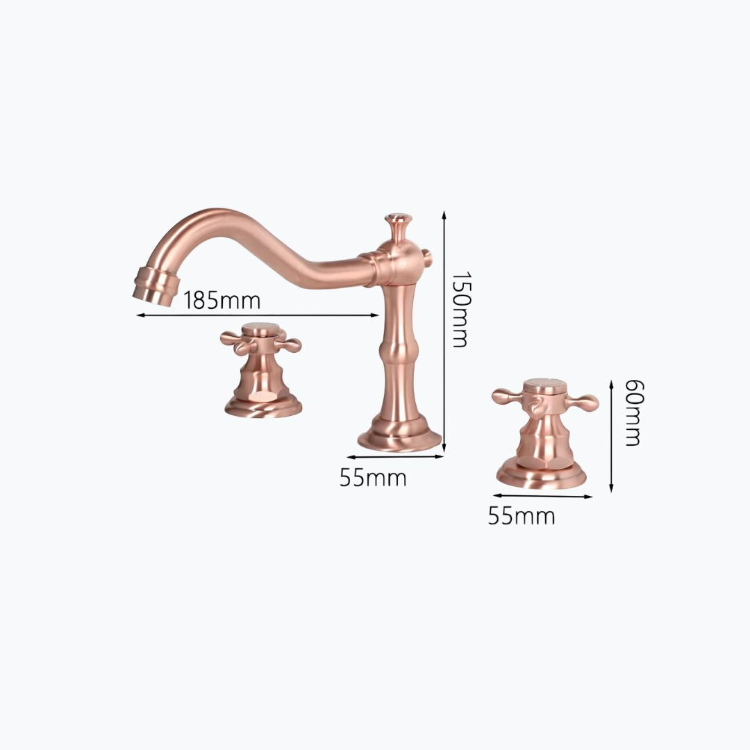 Robinet lavabo 3 trous cuivre antique style classique