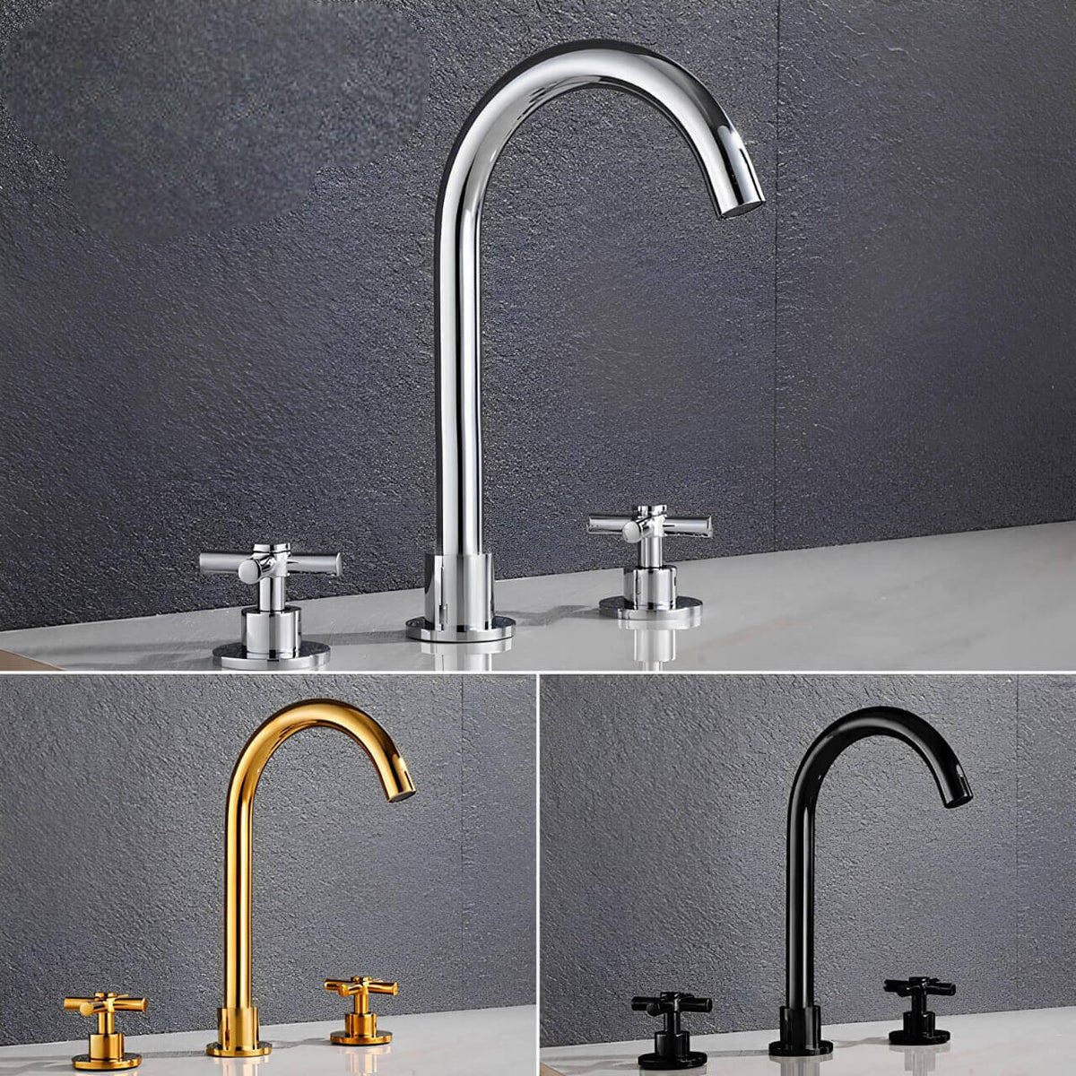 Robinet lavabo 3 trous design moderne