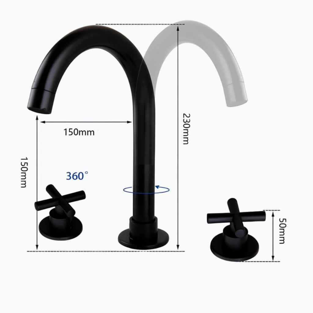 Robinet lavabo 3 trous design moderne