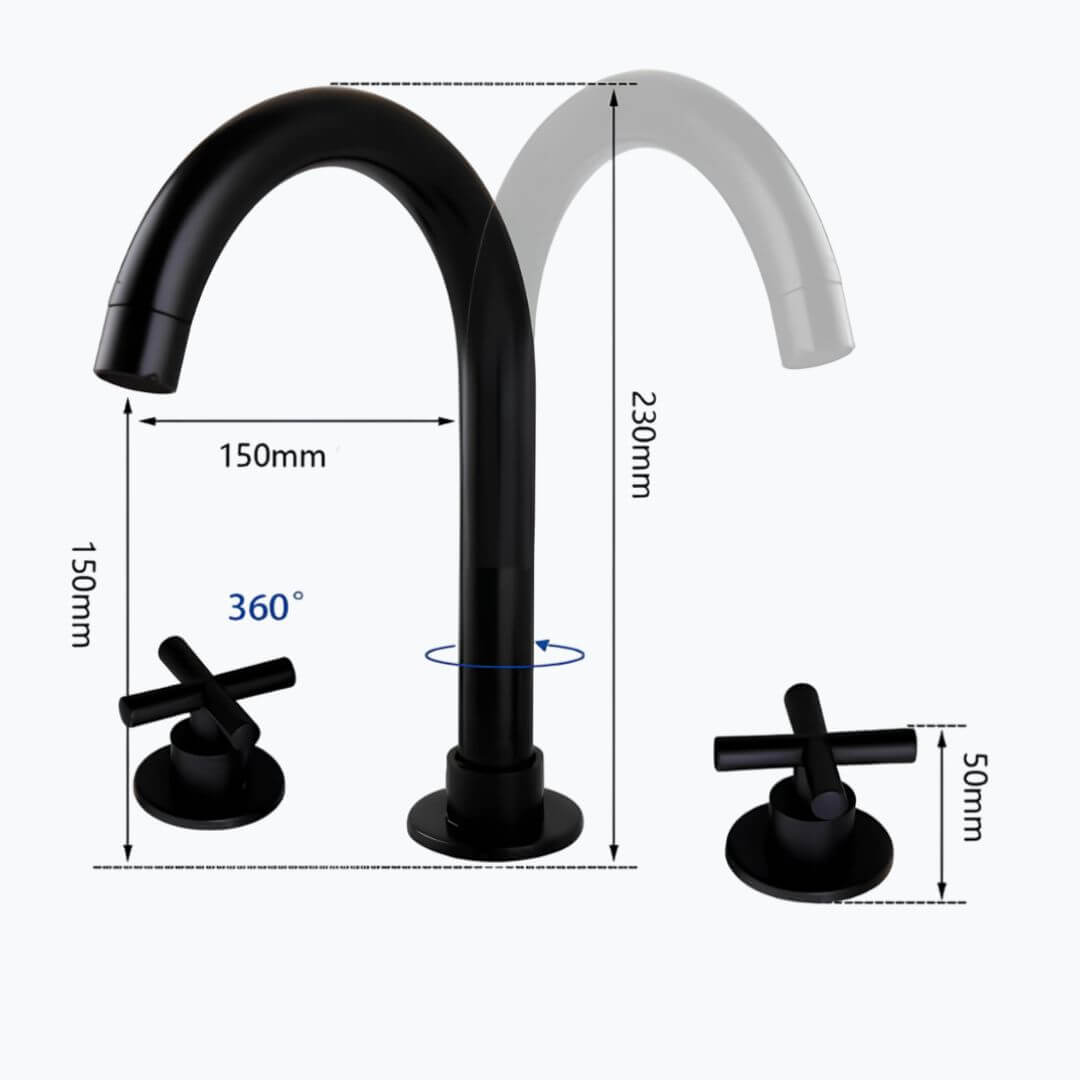 Robinet lavabo 3 trous design moderne