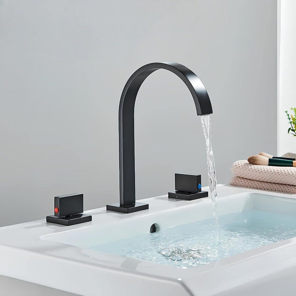 Robinet lavabo 3 trous en laiton doubles poignées