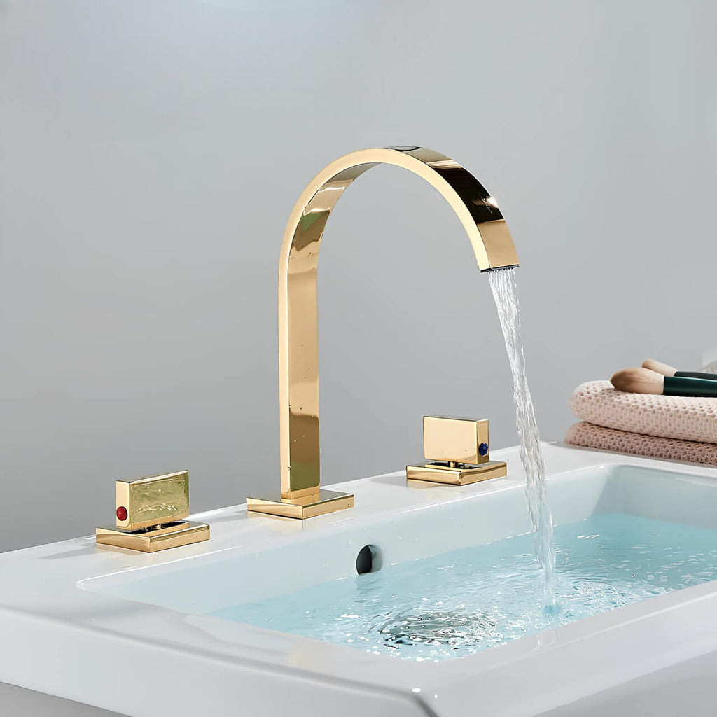 Robinet lavabo 3 trous en laiton doubles poignées