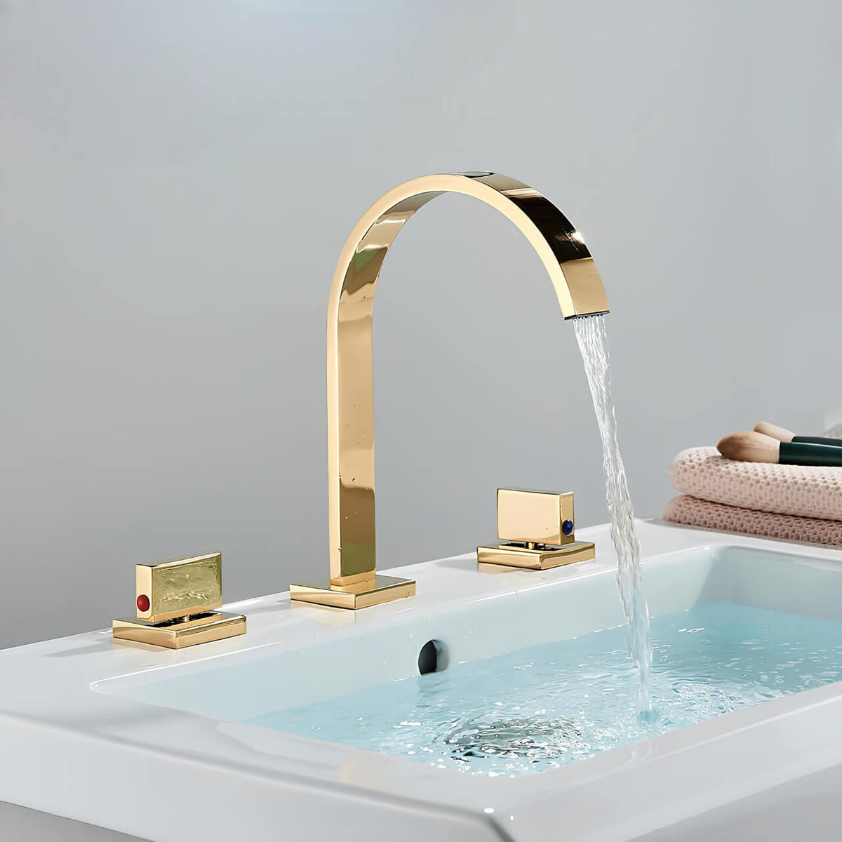 Robinet lavabo 3 trous en laiton doubles poignées
